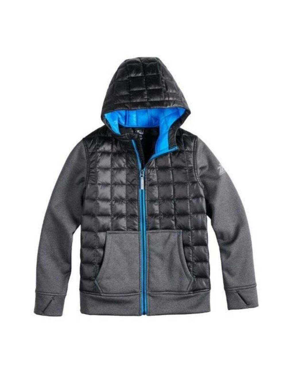 Zeroxposur Jacket 14/16 Boys Wind Water Resistant Hybrid Quilted Gray Blue